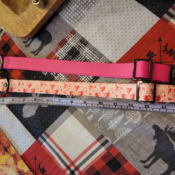 Heart Pattern and Pink Dog Collars Waterproof Biothane - Picture 2 of 3